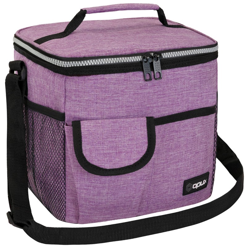 opux Insulated Lunch Bag for Men Women, Leakproof Heather Purple Lunch Box for Work, Portable Soft Lunch Cooler Bag with Shoulder Strap, Adult Lunchbox Lunch Pail for Kid Boy Girl School, 18 Can/10L - Image 1